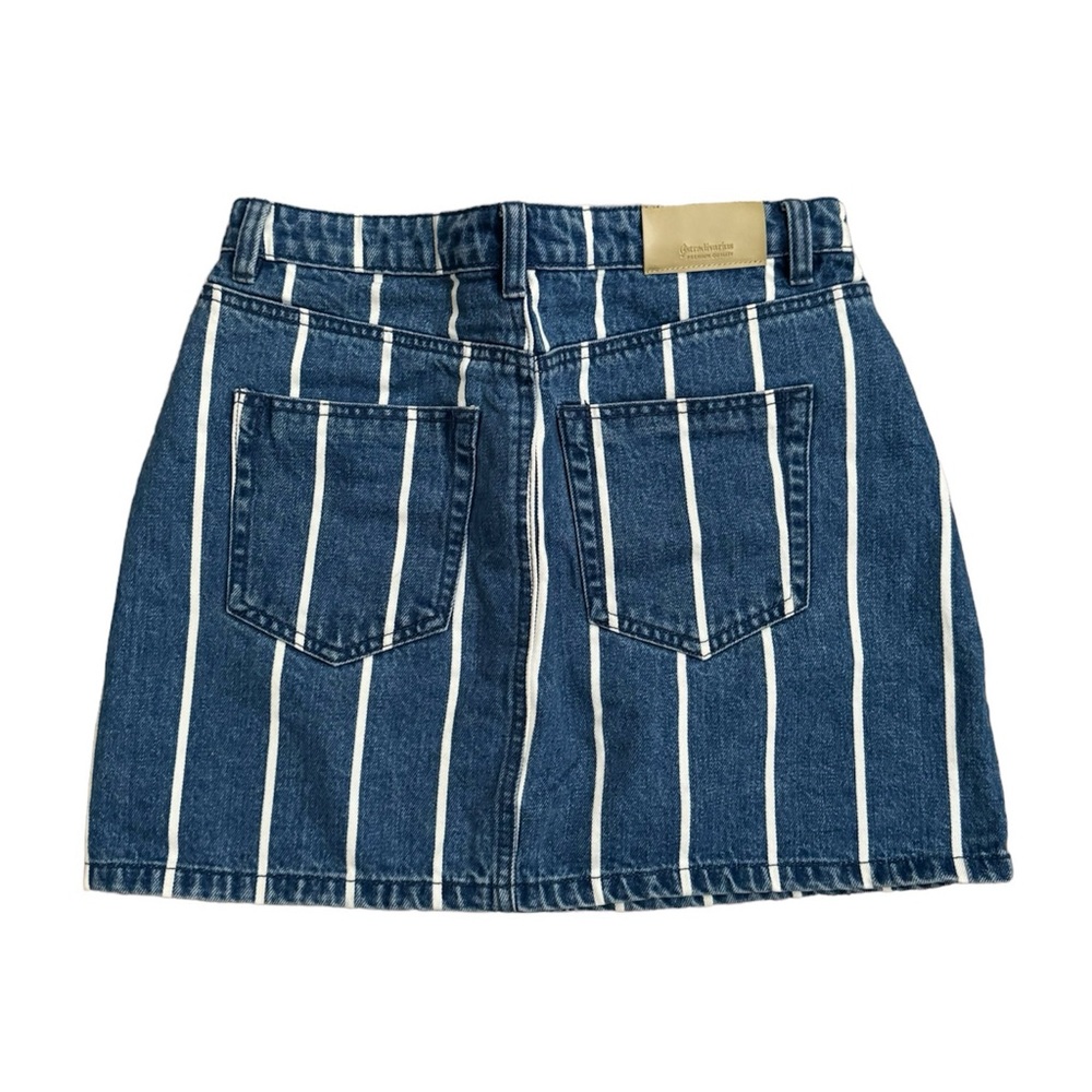 Stripe Print Denim Skirt